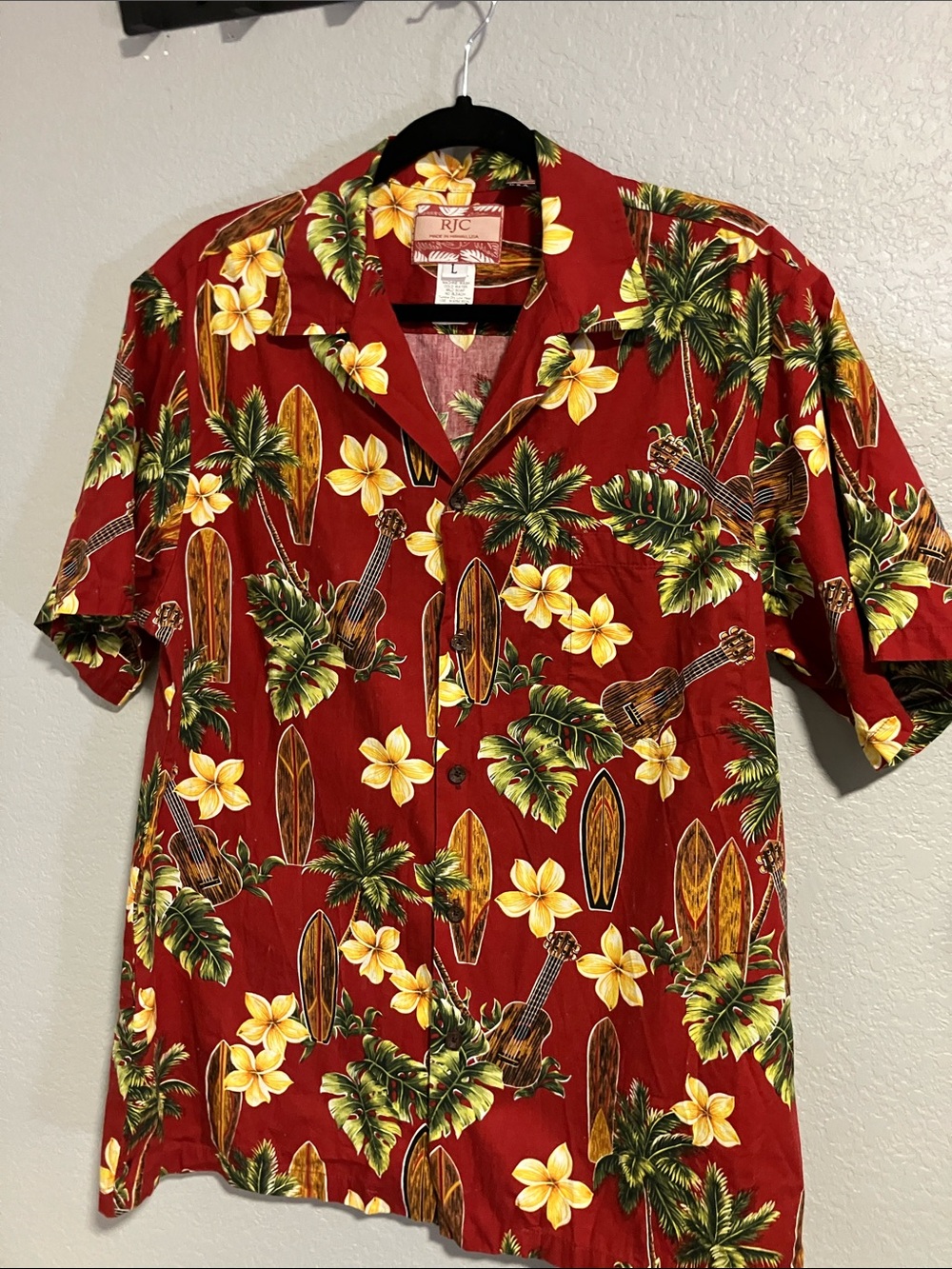 RJC Red Tropical Print Short-Sleeve Camp Shirt
